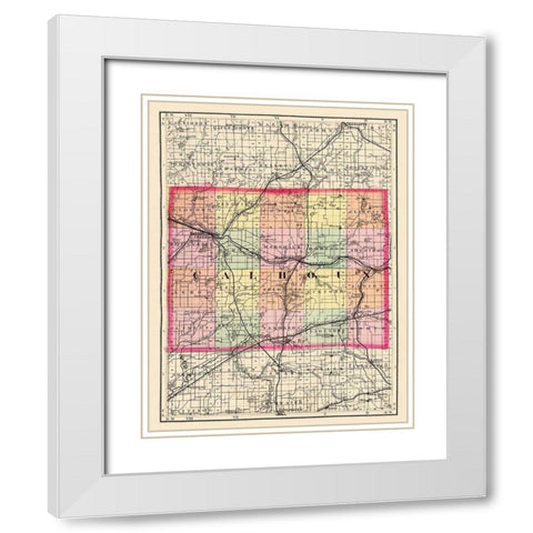 Calhoun Michigan - Walling 1873 White Modern Wood Framed Art Print with Double Matting by Walling
