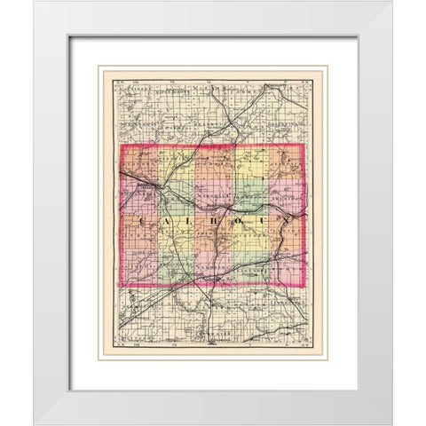 Calhoun Michigan - Walling 1873 White Modern Wood Framed Art Print with Double Matting by Walling