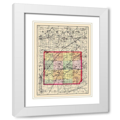 Cass Michigan - Walling 1873 White Modern Wood Framed Art Print with Double Matting by Walling