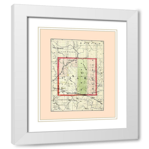 Clare Michigan - Walling 1873 White Modern Wood Framed Art Print with Double Matting by Walling