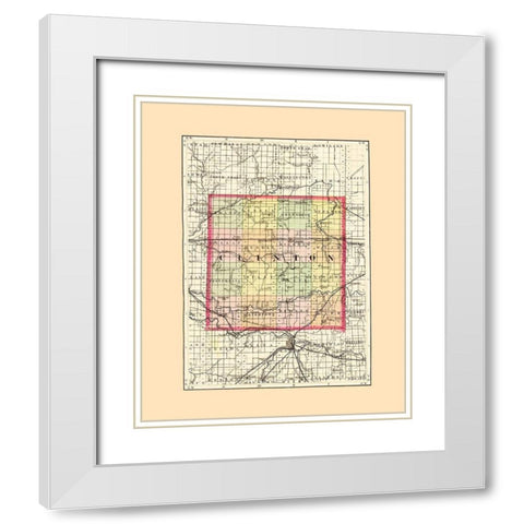 Clinton Michigan - Walling 1873 White Modern Wood Framed Art Print with Double Matting by Walling