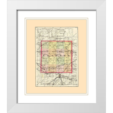 Clinton Michigan - Walling 1873 White Modern Wood Framed Art Print with Double Matting by Walling