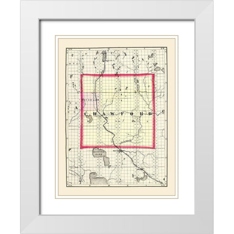 Crawford Michigan - Walling 1873 White Modern Wood Framed Art Print with Double Matting by Walling