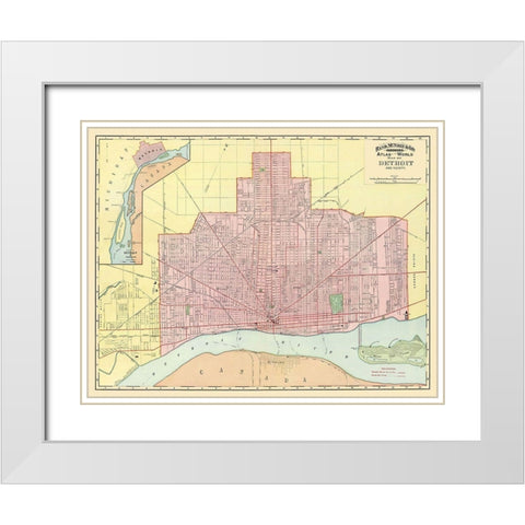 Detroit Michigan - Rand McNally 1897 White Modern Wood Framed Art Print with Double Matting by Rand McNally