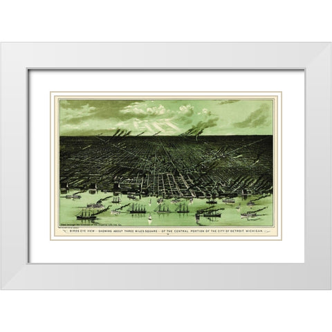 Detroit Central Michigan - Calvert 1898 White Modern Wood Framed Art Print with Double Matting by Calvert