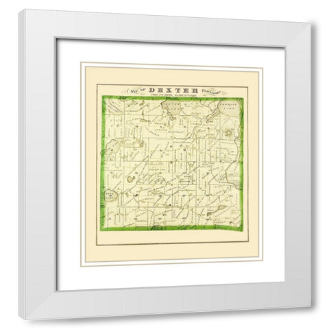 Dexter Michigan Landowner - Everts 1874 White Modern Wood Framed Art Print with Double Matting by Everts