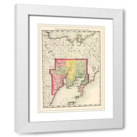 Delta Michigan - Walling 1873 White Modern Wood Framed Art Print with Double Matting by Walling