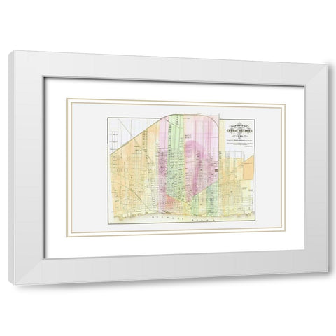 Detroit Michigan Plat - Calvert 1873 White Modern Wood Framed Art Print with Double Matting by Calvert