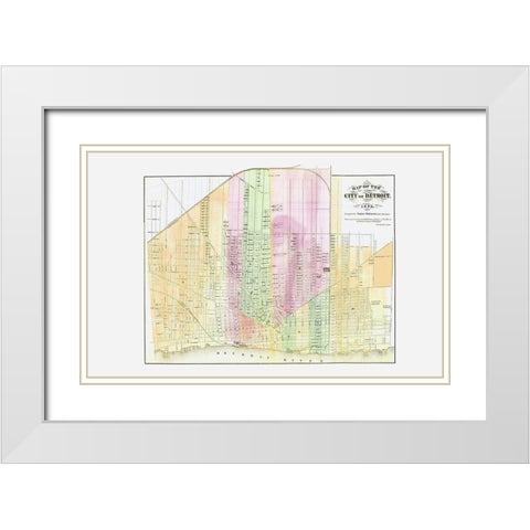Detroit Michigan Plat - Calvert 1873 White Modern Wood Framed Art Print with Double Matting by Calvert