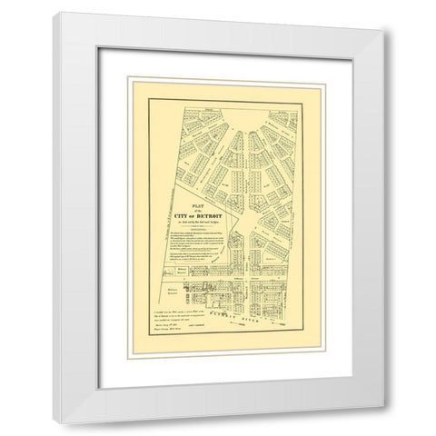 Detroit Michigan Territory Plat - Farmer 1831 White Modern Wood Framed Art Print with Double Matting by Farmer