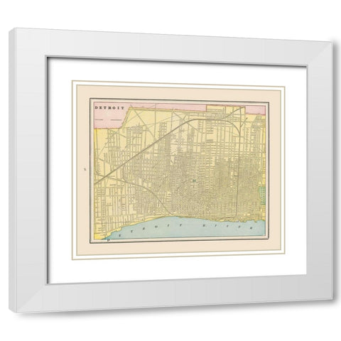 Detroit  Michigan - Cram 1892 White Modern Wood Framed Art Print with Double Matting by Cram