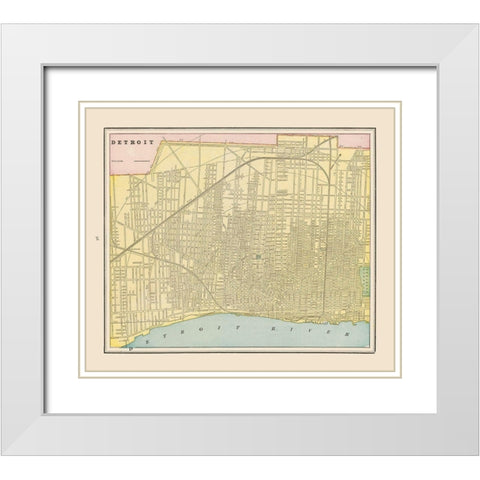 Detroit  Michigan - Cram 1892 White Modern Wood Framed Art Print with Double Matting by Cram