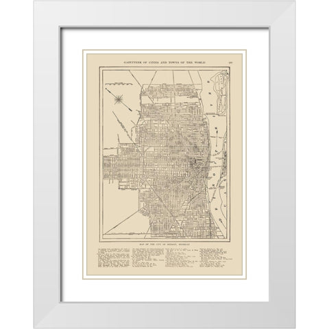 Detroit  Michigan - Reynold 1921 White Modern Wood Framed Art Print with Double Matting by Reynold