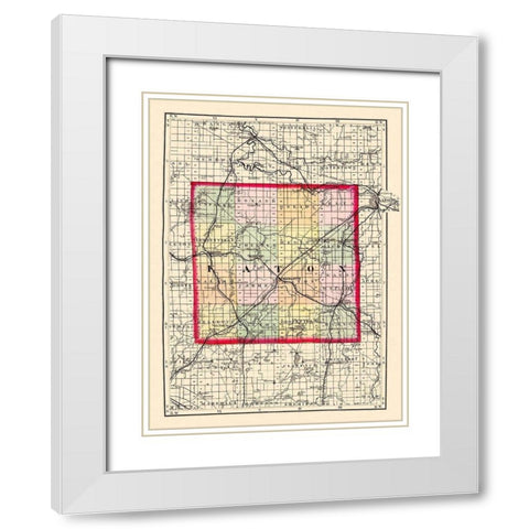 Eaton Michigan - Walling 1873 White Modern Wood Framed Art Print with Double Matting by Walling