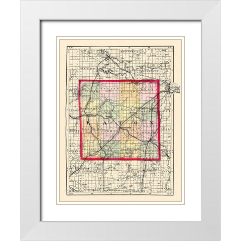 Eaton Michigan - Walling 1873 White Modern Wood Framed Art Print with Double Matting by Walling