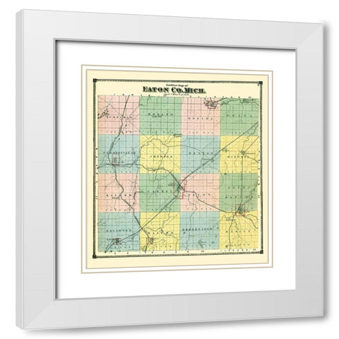 Eaton Michigan - Bullock 1873 White Modern Wood Framed Art Print with Double Matting by Bullock