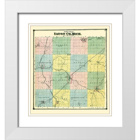 Eaton Michigan - Bullock 1873 White Modern Wood Framed Art Print with Double Matting by Bullock