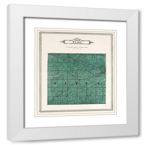 Flint Michigan Landowner - Day 1899 White Modern Wood Framed Art Print with Double Matting by Day