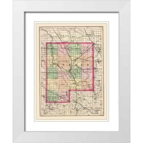 Genesee Michigan - Walling 1873 White Modern Wood Framed Art Print with Double Matting by Walling