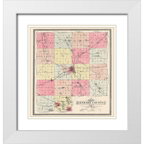 Genesee Michigan - Day 1899 White Modern Wood Framed Art Print with Double Matting by Day