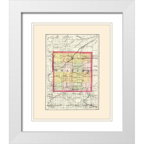 Gratiot Michigan - Walling 1873 White Modern Wood Framed Art Print with Double Matting by Walling