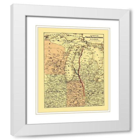 Grand Rapids and Indiana Railroad - Colton 1871 White Modern Wood Framed Art Print with Double Matting by Colton
