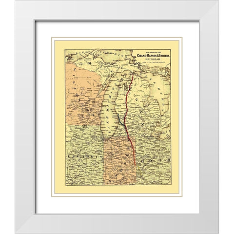 Grand Rapids and Indiana Railroad - Colton 1871 White Modern Wood Framed Art Print with Double Matting by Colton