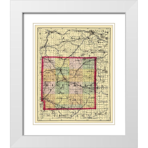 Hillsdale Michigan - Walling 1873 White Modern Wood Framed Art Print with Double Matting by Walling