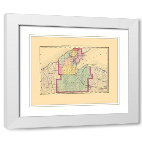 Houghton Michigan - Walling 1873 White Modern Wood Framed Art Print with Double Matting by Walling