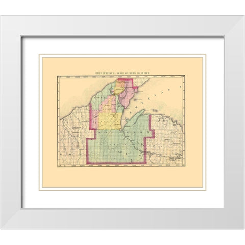 Houghton Michigan - Walling 1873 White Modern Wood Framed Art Print with Double Matting by Walling