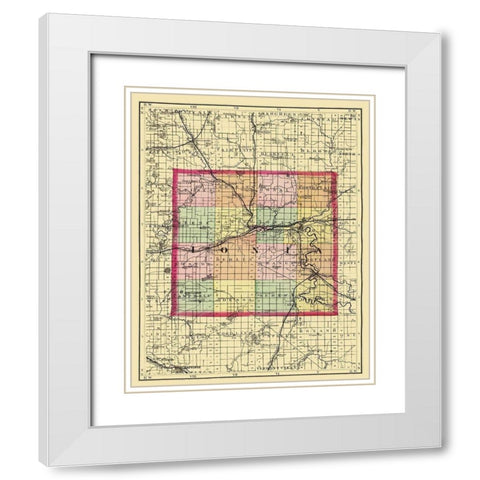 Ionia Michigan - Walling 1873 White Modern Wood Framed Art Print with Double Matting by Walling