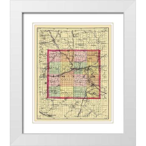 Ionia Michigan - Walling 1873 White Modern Wood Framed Art Print with Double Matting by Walling