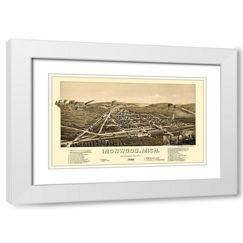 Ironwood Michigan - Beck 1886 White Modern Wood Framed Art Print with Double Matting by Beck