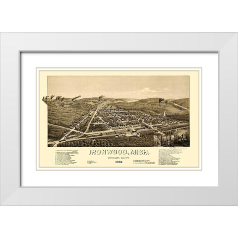 Ironwood Michigan - Beck 1886 White Modern Wood Framed Art Print with Double Matting by Beck