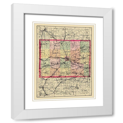 Jackson Michigan - Walling 1873 White Modern Wood Framed Art Print with Double Matting by Walling