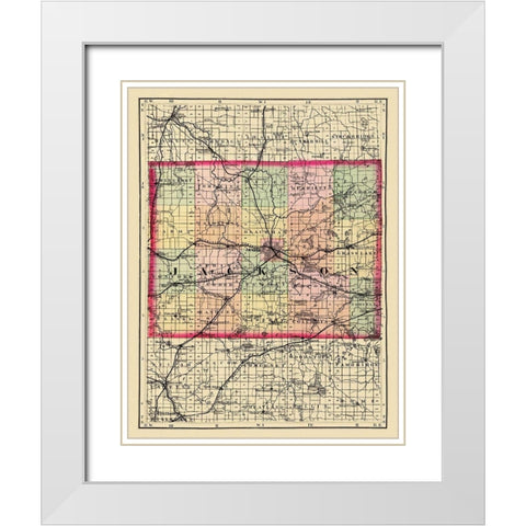 Jackson Michigan - Walling 1873 White Modern Wood Framed Art Print with Double Matting by Walling
