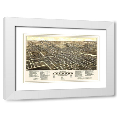 Jackson Michigan - Beck 1881 White Modern Wood Framed Art Print with Double Matting by Beck