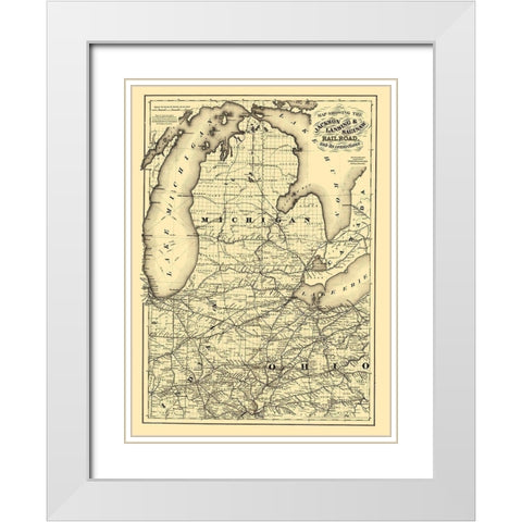 Jackson, Lansing and Saginaw Railroad - Colton White Modern Wood Framed Art Print with Double Matting by Colton