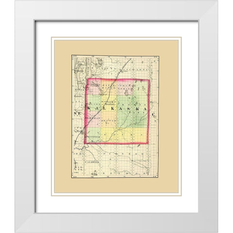 Kalkaska Michigan - Walling 1873 White Modern Wood Framed Art Print with Double Matting by Walling