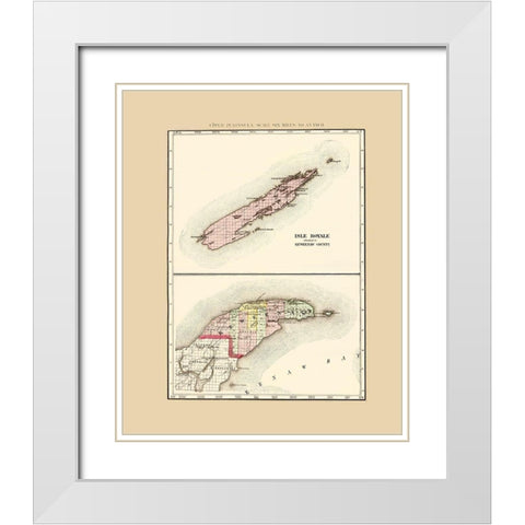 Keweenaw  Isle Royale Michigan - Walling 1873 White Modern Wood Framed Art Print with Double Matting by Walling