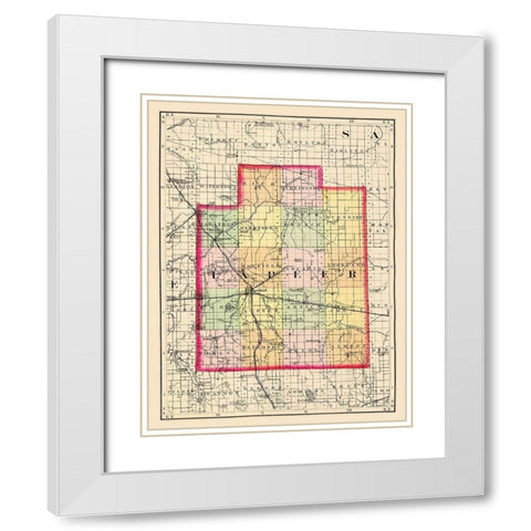 Lapeer Michigan - Walling 1873 White Modern Wood Framed Art Print with Double Matting by Walling