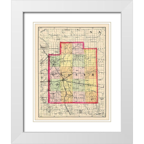 Lapeer Michigan - Walling 1873 White Modern Wood Framed Art Print with Double Matting by Walling