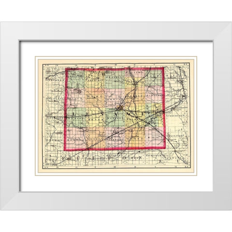 Lenawee Michigan - Walling 1873 White Modern Wood Framed Art Print with Double Matting by Walling