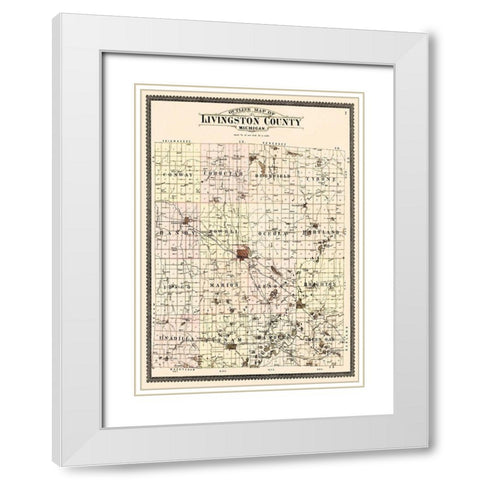 Livingston Michigan - Ogle 1895 White Modern Wood Framed Art Print with Double Matting by Ogle