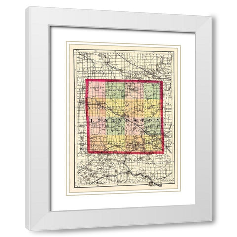 Livingston Michigan - Walling 1873 White Modern Wood Framed Art Print with Double Matting by Walling