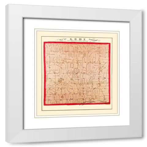 Lodi Michigan Landowner - Dewling 1874 White Modern Wood Framed Art Print with Double Matting by Dewling