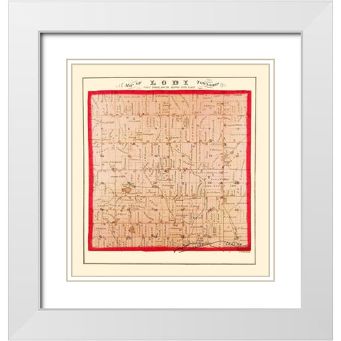 Lodi Michigan Landowner - Dewling 1874 White Modern Wood Framed Art Print with Double Matting by Dewling