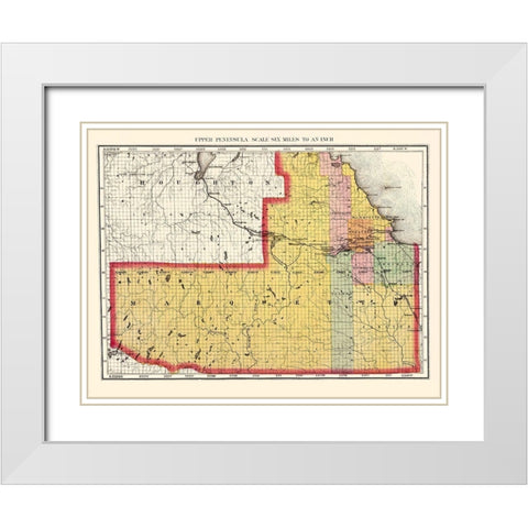 Marquette Michigan - Walling 1873 White Modern Wood Framed Art Print with Double Matting by Walling