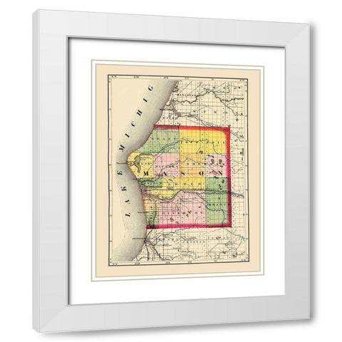 Mason Michigan - Walling 1873 White Modern Wood Framed Art Print with Double Matting by Walling
