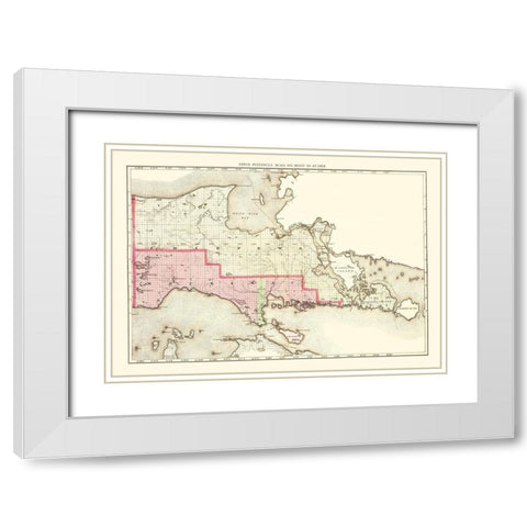 Mackinac Michigan - Walling 1873 White Modern Wood Framed Art Print with Double Matting by Walling